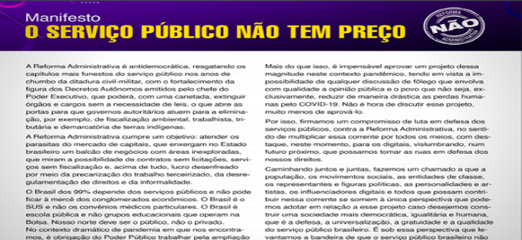 Manifesto: o serviço público não tem preço