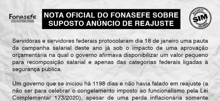 Fonasefe afirma que 5% de reajuste é insuficiente e solicita audiência com governo