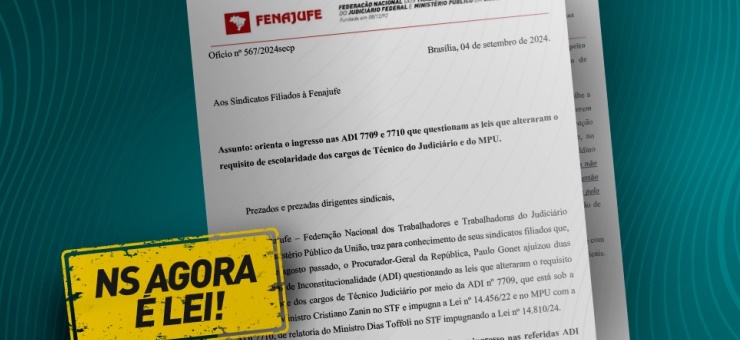 NS: Fenajufe orienta que sindicatos ingressem nas ADIs da PGR