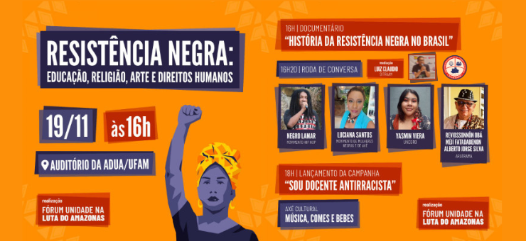 Presidente do SitraAM/RR participa de debate sobre educação, arte e direitos humanos na luta contra o racismo