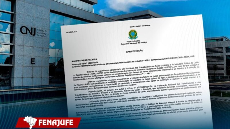 CNJ encaminha propostas da Fenajufe sobre riscos psicossociais para Grupo de Trabalho